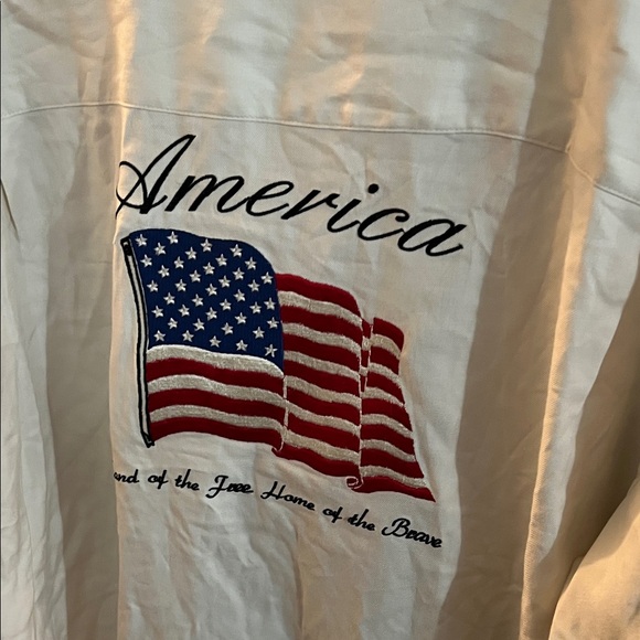 Patriotic MENS Button down Shirt Short Sleeve with American Flag SILK - Picture 2 of 7